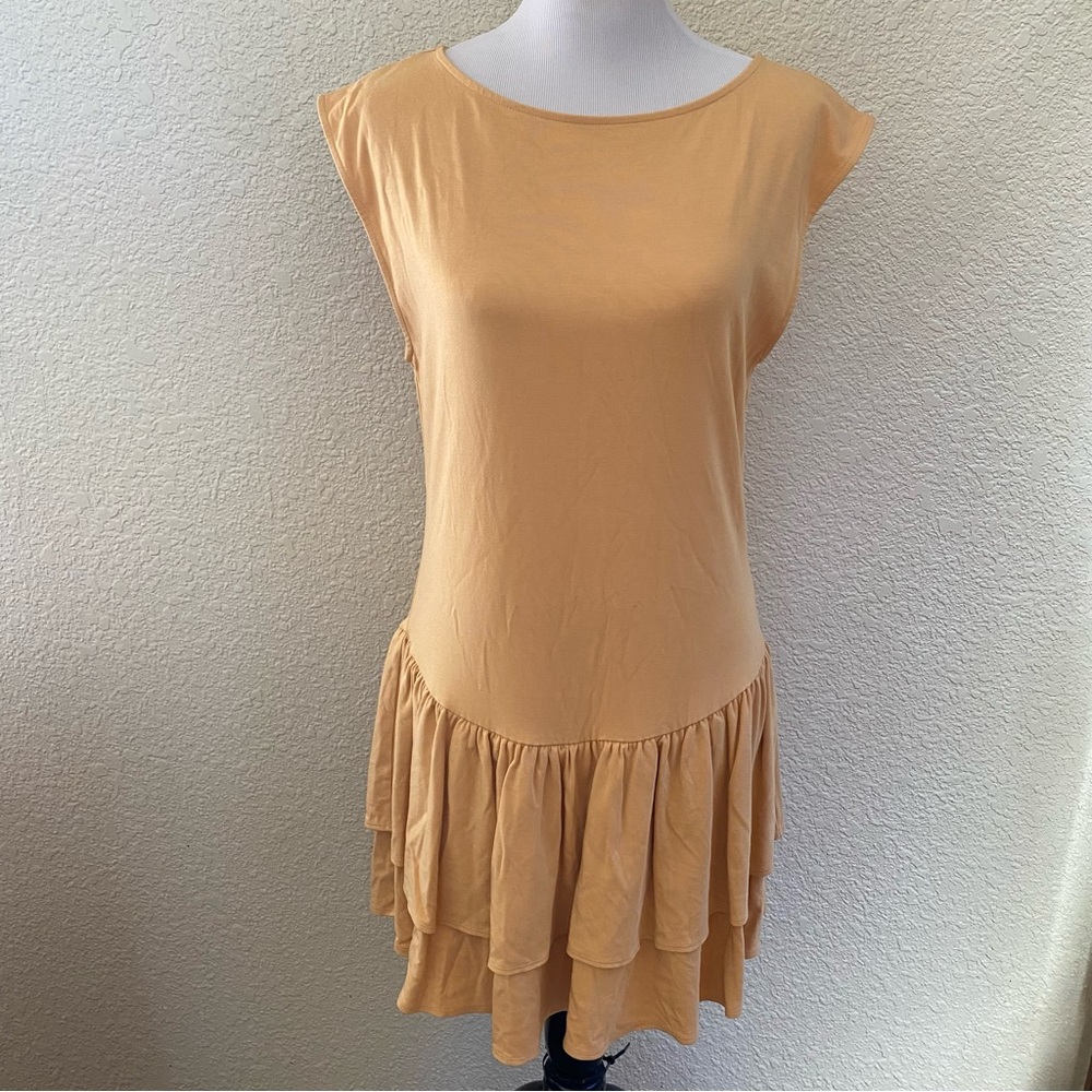 Wilfred Aritzia Bloomsbury Apricot Peach Sleeveless Ruffle Dress Tiered Skirt - Picture 2 of 10